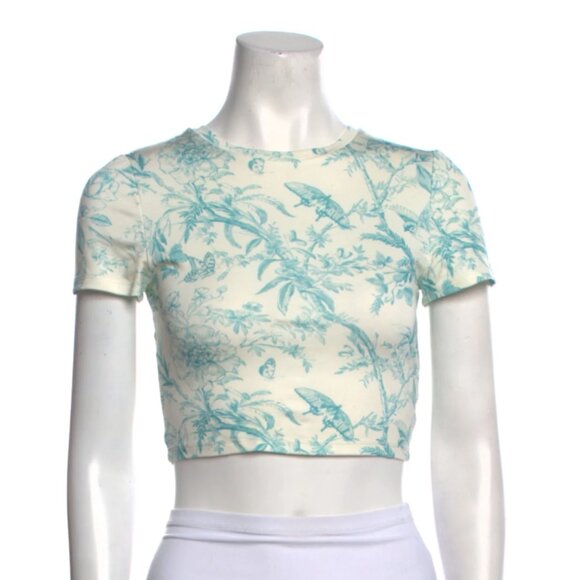 Alice + Olivia Printed Crew Neck Crop Top - Picture 1 of 3